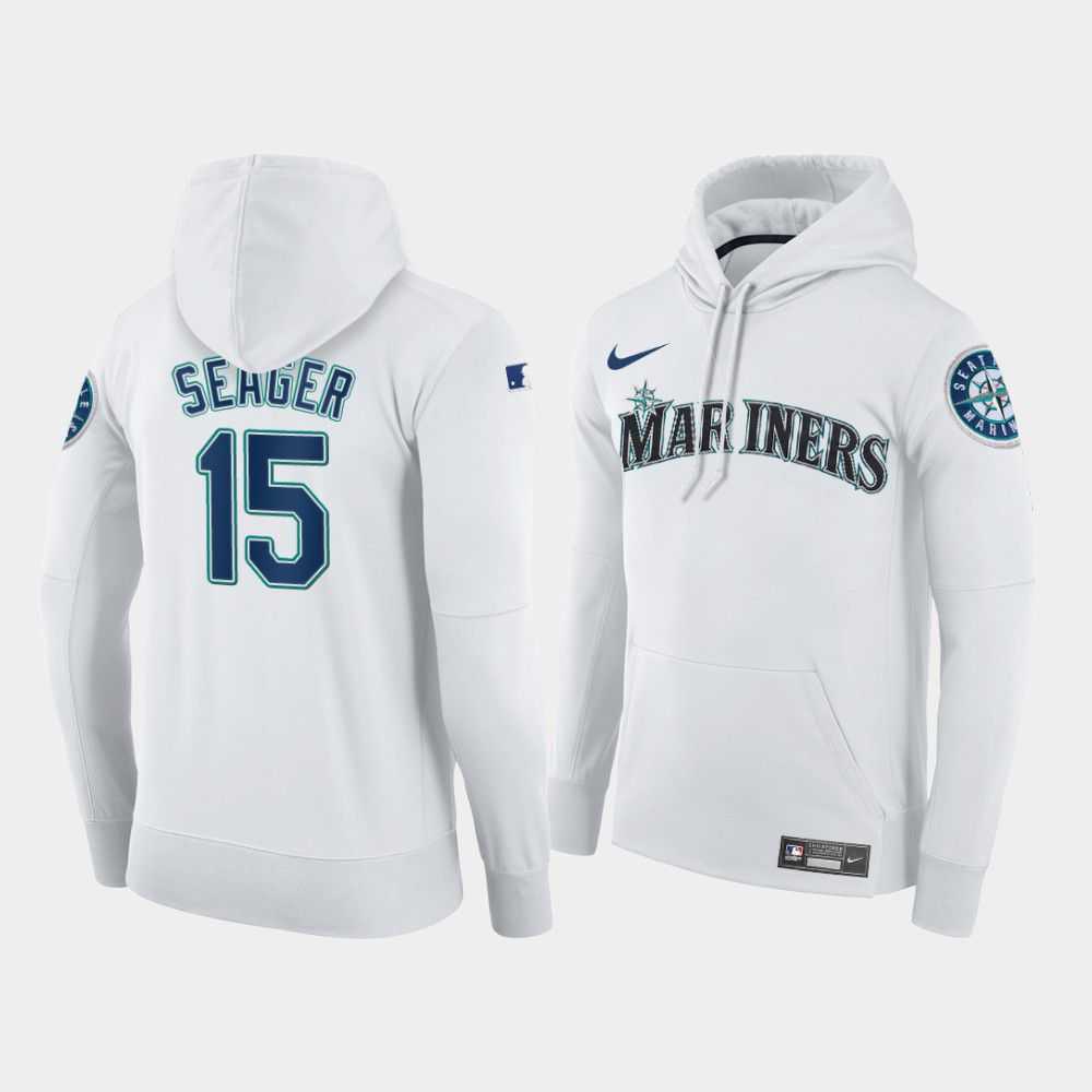 Men Seattle Mariners 15 Seager white home hoodie 2021 MLB Nike Jerseys